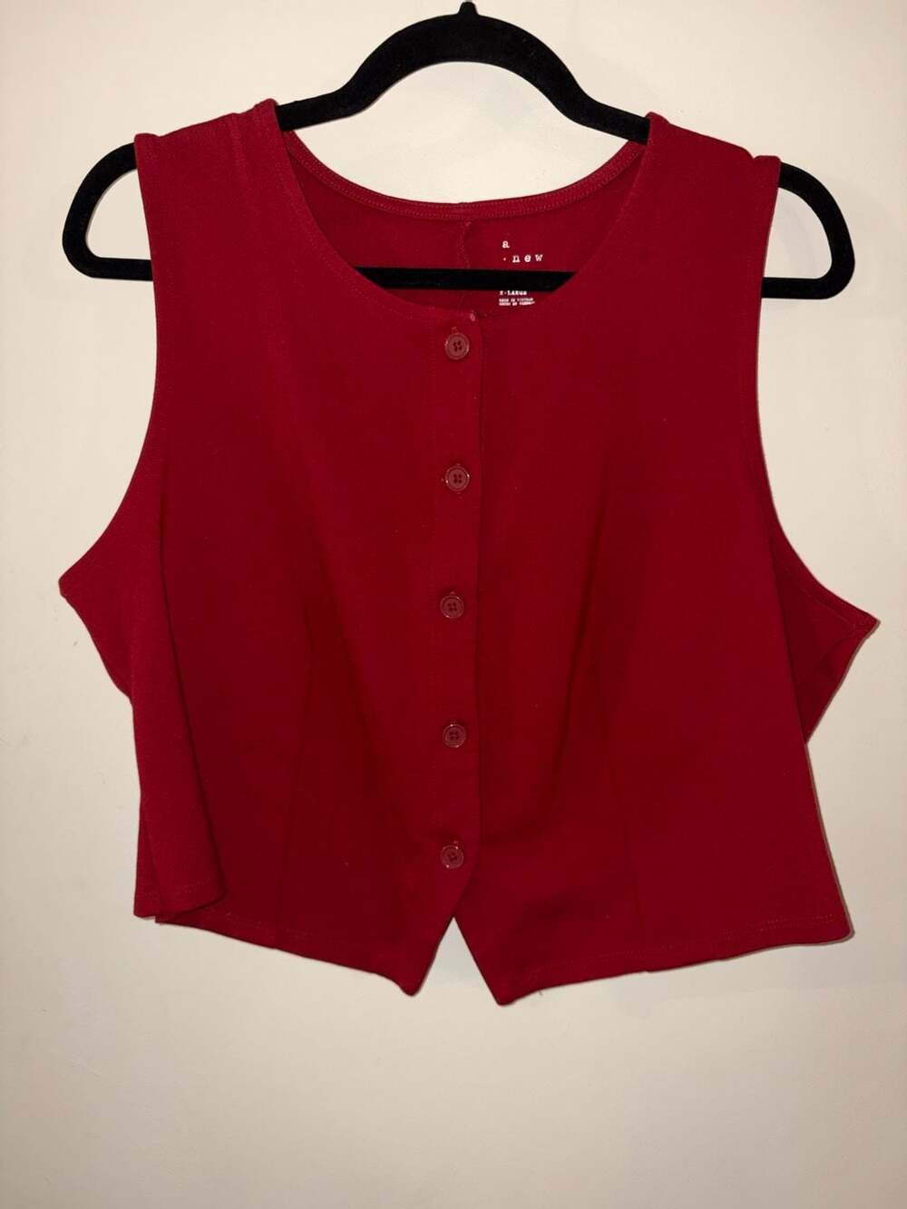 A New Day Red Ponte Vest Button Front Tank Top X-Large